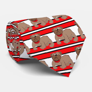 Bulldogs Sportteam Red White Necktie Krawatte