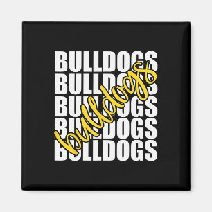 Bulldogs Yellow School Sport Fan Team Spirit Magnet