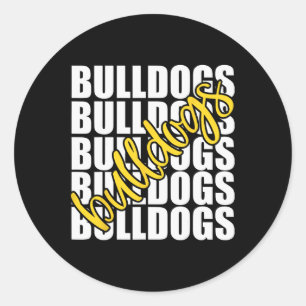 Bulldogs Yellow School Sport Fan Team Spirit Runder Aufkleber