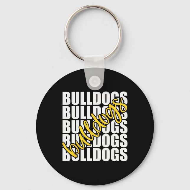 Bulldogs Yellow School Sport Fan Team Spirit Schlüsselanhänger (Vorderseite)