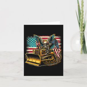 Bulldozer American Flag Halloween Skull Karte