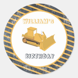 Bulldozer Bauwagen Birthday Boy Runder Aufkleber
