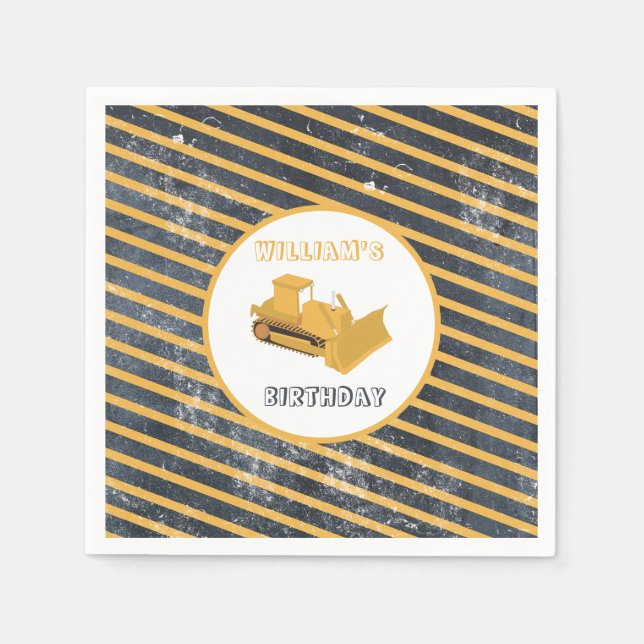 Bulldozer Bauwagen Birthday Boy Serviette (Vorderseite)