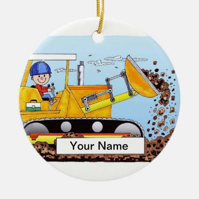 Bulldozer-Betreiber - männlich Keramik Ornament (Vorne)