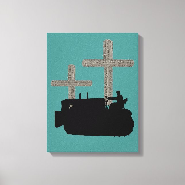 Bulldozer-Betriebsingenieur Christlich Cross Leinwanddruck (Vorderseite)