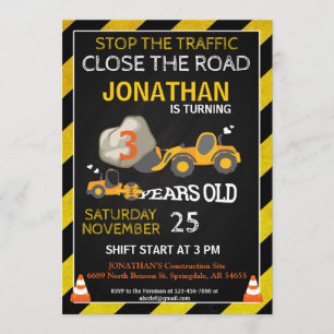 BULLDOZER CONSTRUCTION PARTI INVITATION