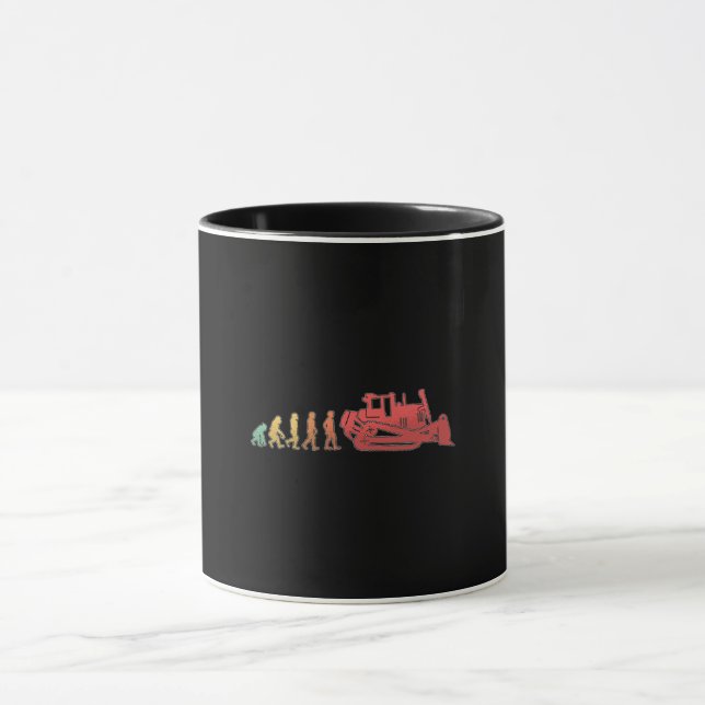 Bulldozer Evolution Construction Worker Retro-Site Tasse (Zentrum)