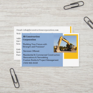Bulldozer für gelbe Bauweise des Weißen Unternehme Visitenkarte