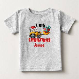 Bulldozer I Dig Weihnachten Personalisiertes T-Shi Baby T-shirt