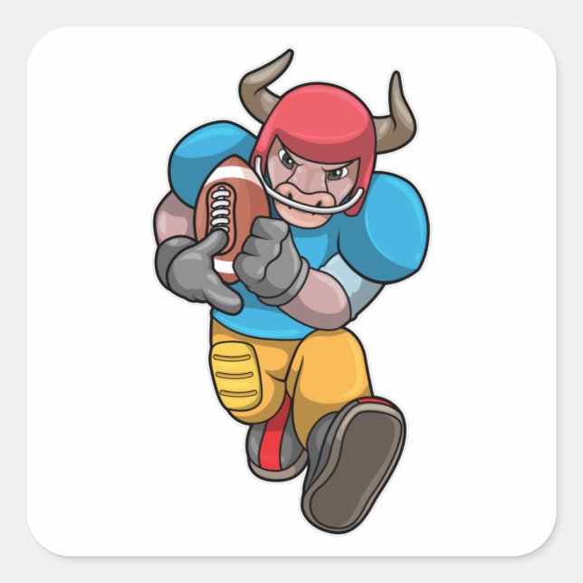 Bulle beim Sport mit Fußball und Helm Quadratischer Aufkleber (Vorderseite)