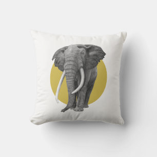 Bulle Elefant - in Goldstift Zeichnend Kissen
