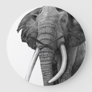 Bulle Elefant - Zeichnend im Stift Große Wanduhr