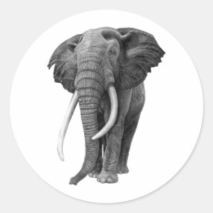 Bulle Elefant - Zeichnend im Stift Runder Aufkleber