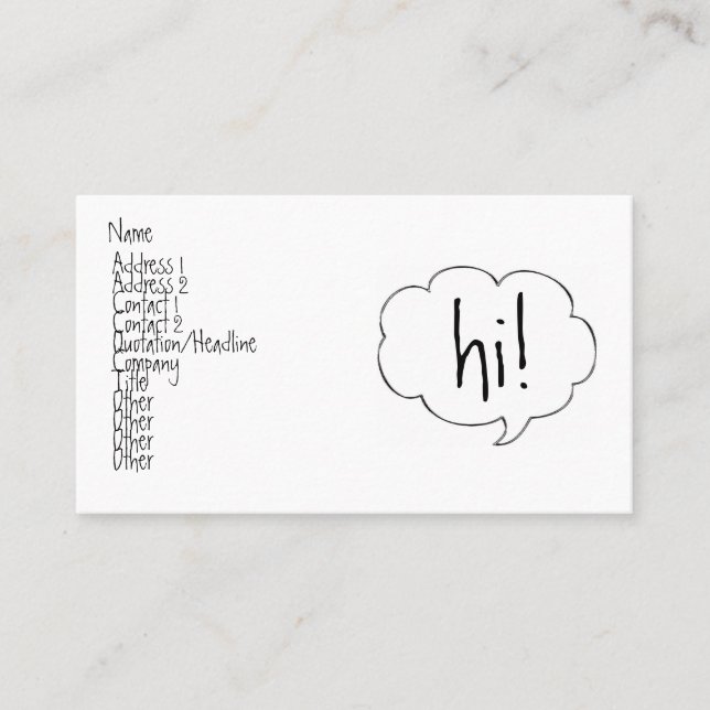 BULLE HI ! carte de profil (Devant)