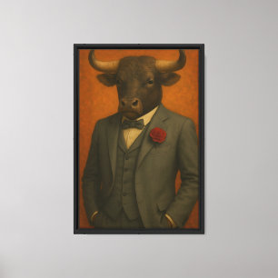 Bulle in Tuxedo mit Rose Gerahmte Leinwand Mauer