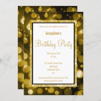 BULLE NOIR ET OR LAYÉ INVITATION ANNIVERSAIRE