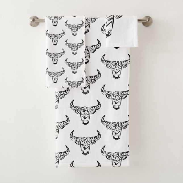 Bulle schwarz-weiß / Ox Badhandtuch Set (Insitu)