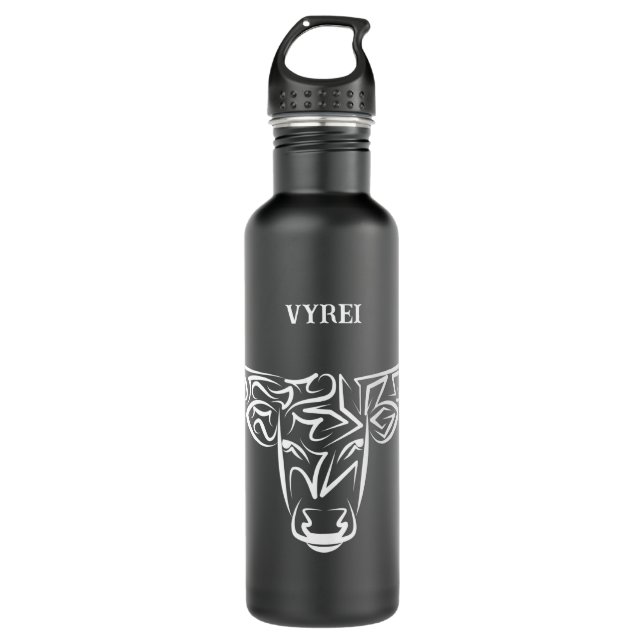 Bulle schwarz-weiß / Ox Edelstahlflasche (Vorderseite)