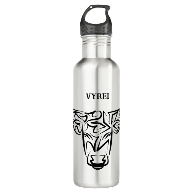 Bulle schwarz-weiß / Ox Edelstahlflasche (Vorderseite)