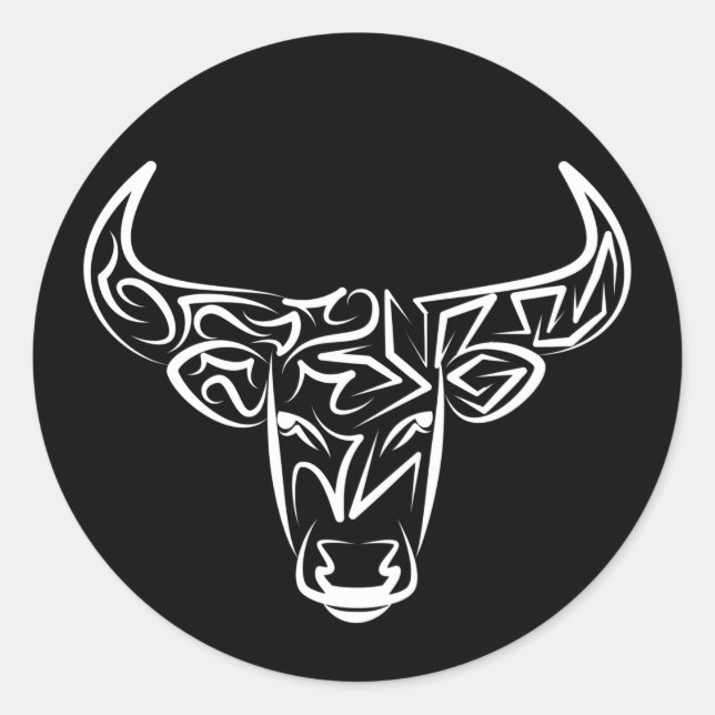 Bulle schwarz-weiß / Ox Runder Aufkleber (Vorderseite)