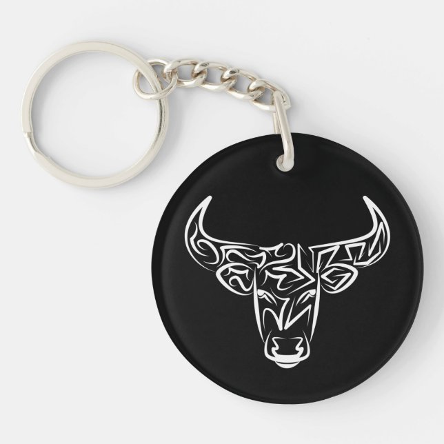 Bulle schwarz-weiß / Ox Schlüsselanhänger (Vorderseite)
