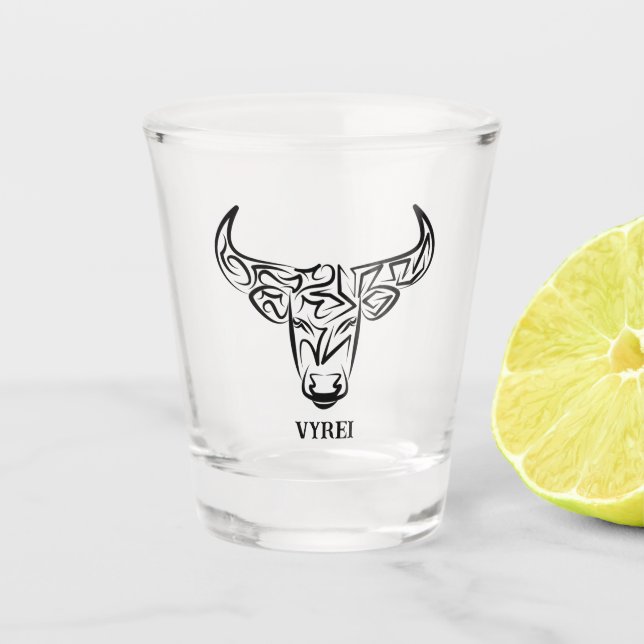 Bulle schwarz-weiß / Ox Schnapsglas (Vorderseite)