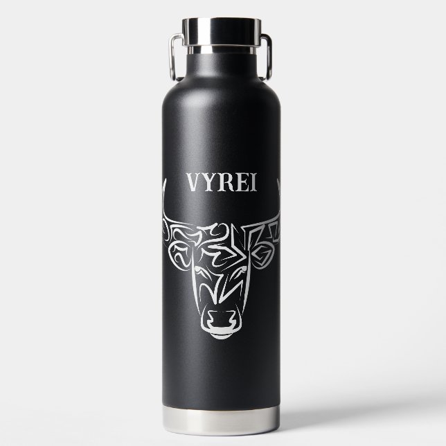 Bulle schwarz-weiß / Ox Trinkflasche (Vorderseite)