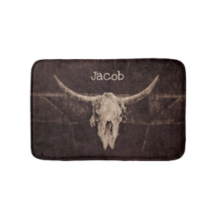 Bulle Skull Western Braunen Beige Alte Rustikal Badematte