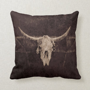 Bulle Skull Western Braunen Beige Alte Rustikal Kissen