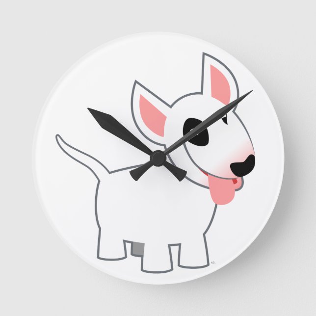 Bulle Terrier Wall Clock für niedlichen Cartoon Runde Wanduhr (Vorderseite)