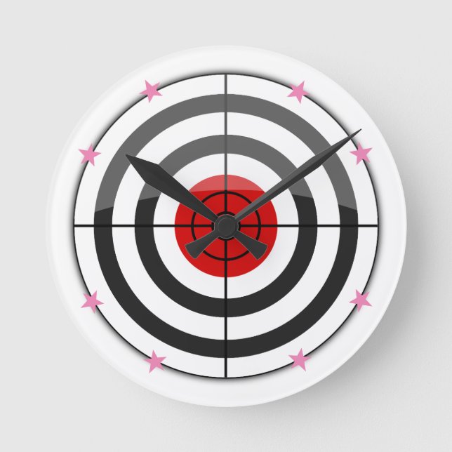 Bullen Eye Pink Star Runde Wanduhr (Vorderseite)