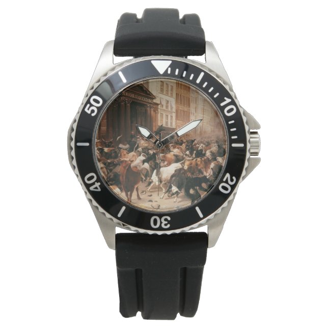 Bullen und Bären auf dem Aktienmarkt (W.H. Beard) Armbanduhr (Vorderseite)