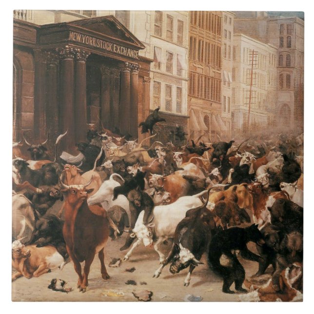 Bullen und Bären auf dem Aktienmarkt (W.H. Beard) Fliese (Vorderseite)
