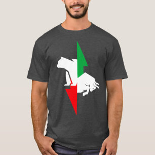 Bullen und Bären für Devisenbörsen vor T-Shirt