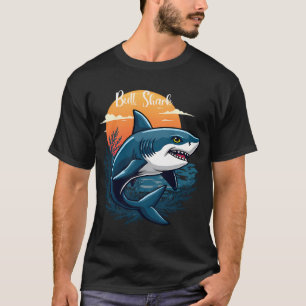 Bullenhai im Ozean bei Sonnenuntergang mit weißer T-Shirt