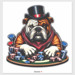 Bullenhund spielt Poker-Spielkasino-Kunst Aufkleber