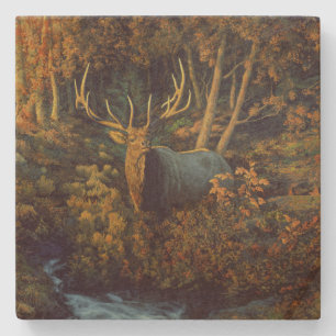 Bullenstech im Herbstwald Steinuntersetzer