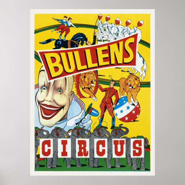 Bullentille Circus Poster vintage des années 1930 (Devant)