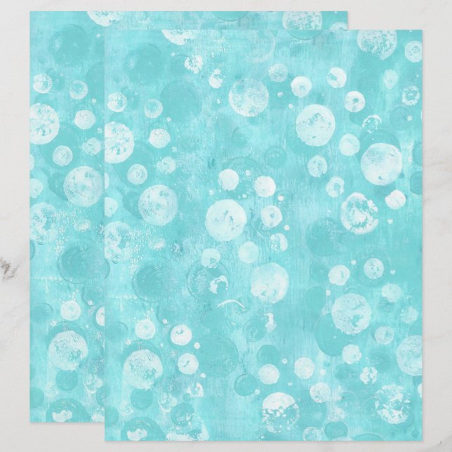 Bulles blanches et Turquoises sur la feuille de pa (Devant / Derrière)