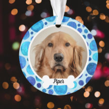 Bulles bleues | Ornement photo de chien personnali