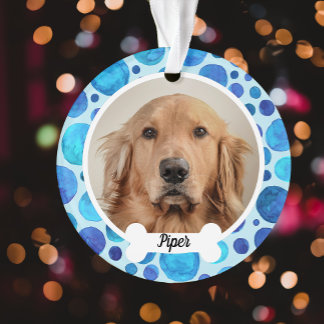 Bulles bleues | Ornement photo de chien personnali