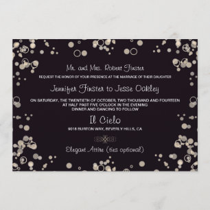 Bulles de Champagne - Invitation en noir et ivoire
