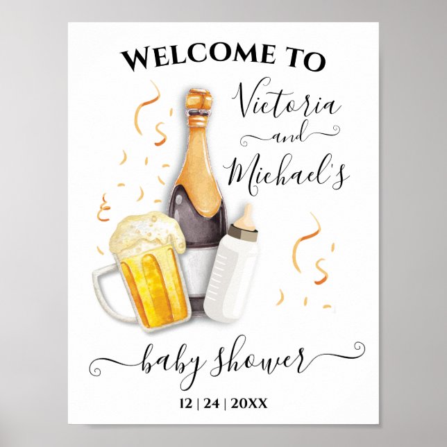 Bulles et Affiche de bienvenue de Baby shower de b (Devant)