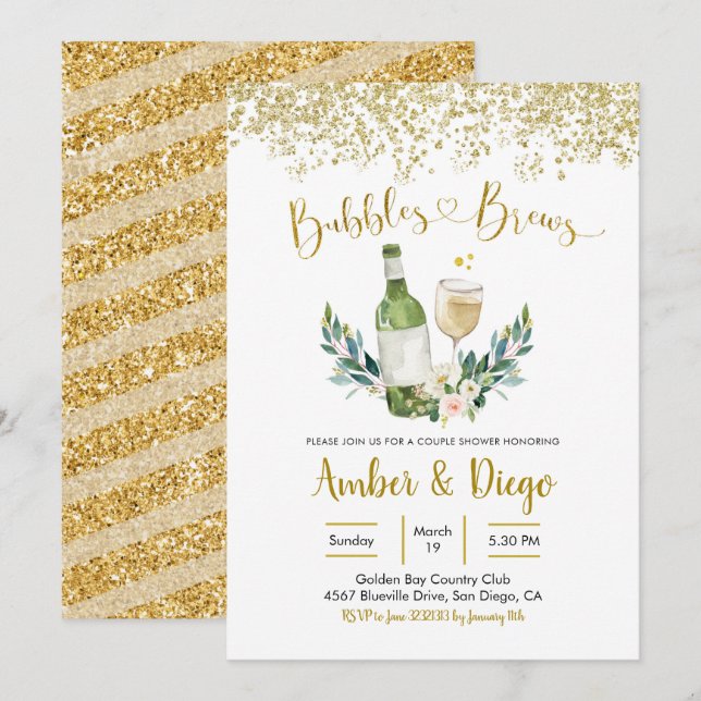 Bulles et brasse Couple Show Invitation (Devant / Derrière)