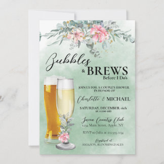 Bulles et brasseries Sage Green Douche Invitation