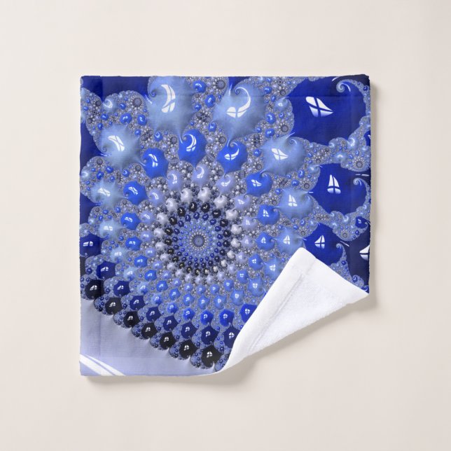 Bulles fractales Ombre Bleu Abstrait (Gant de toilette)