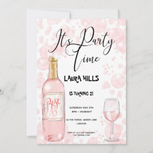 Bulles roses Invitation Anniversaire