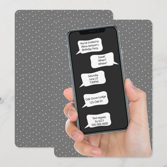 Bulles textuelles pour Invitation de fête d'annive (Devant / Derrière)