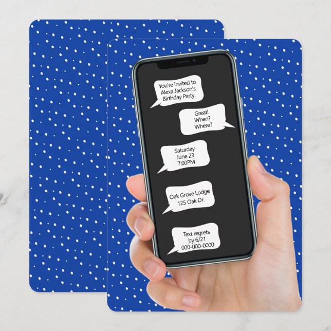 Bulles textuelles pour Invitation de fête d'annive (Devant / Derrière)