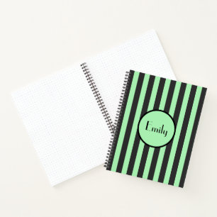 Bullet Journal rayé vert menthe gras et noir